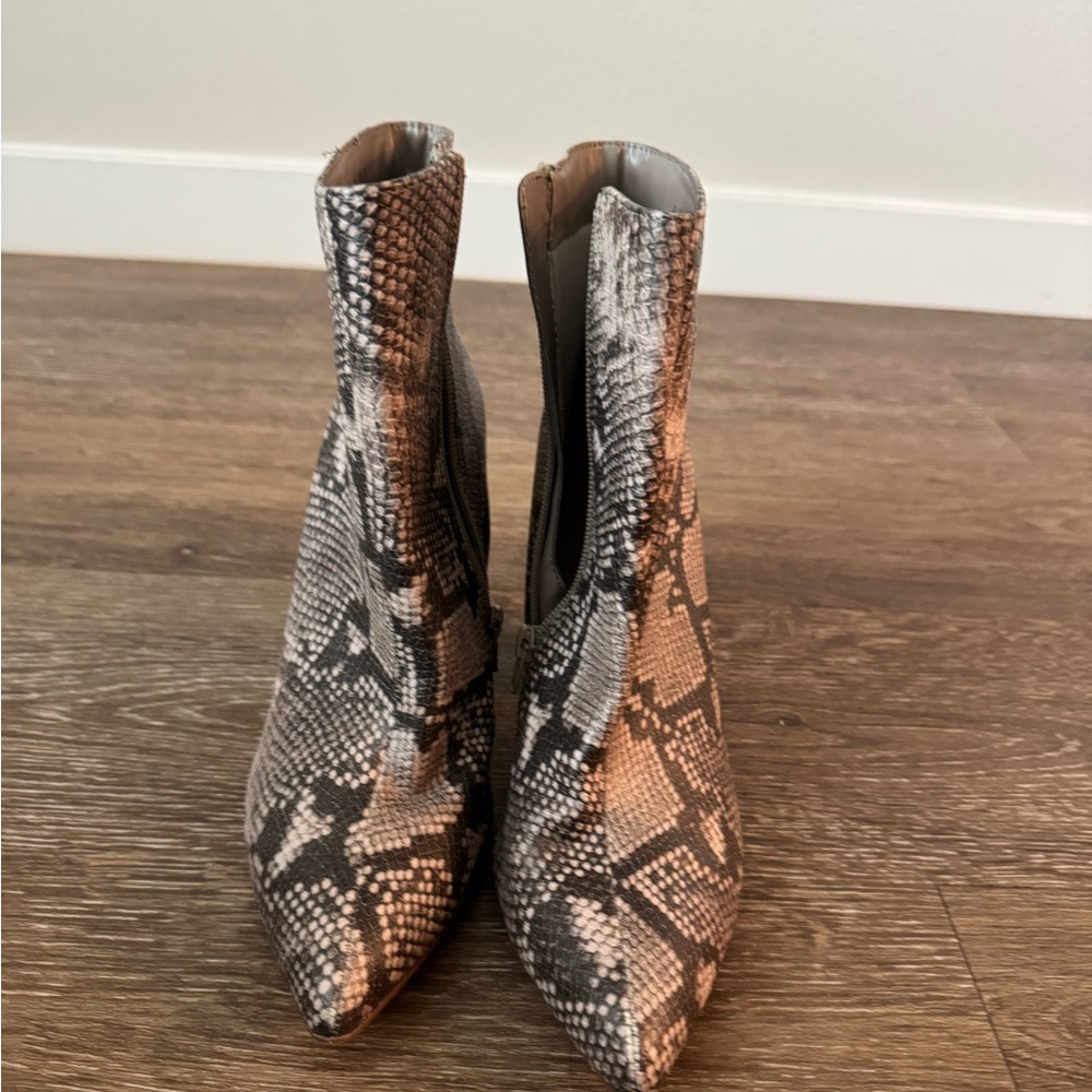 Carlos by Carlos Santana Gray and Black Snake Ankle Booties